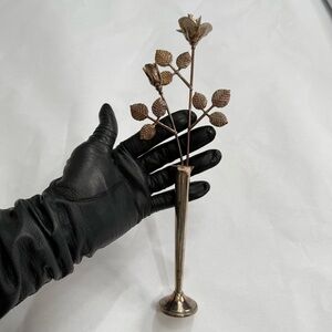 Vintage Ted Arnold Ltd Metal Rose Flower Bud Vase Art Decor Rose Gold 10.5”